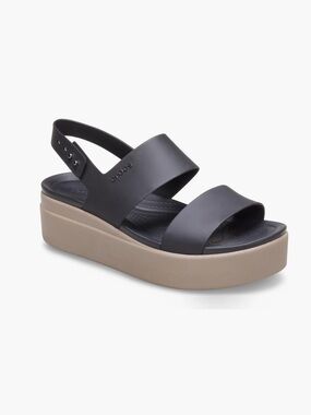 CROCS Black Brooklyn Low Wedge Strap Platform Sandal